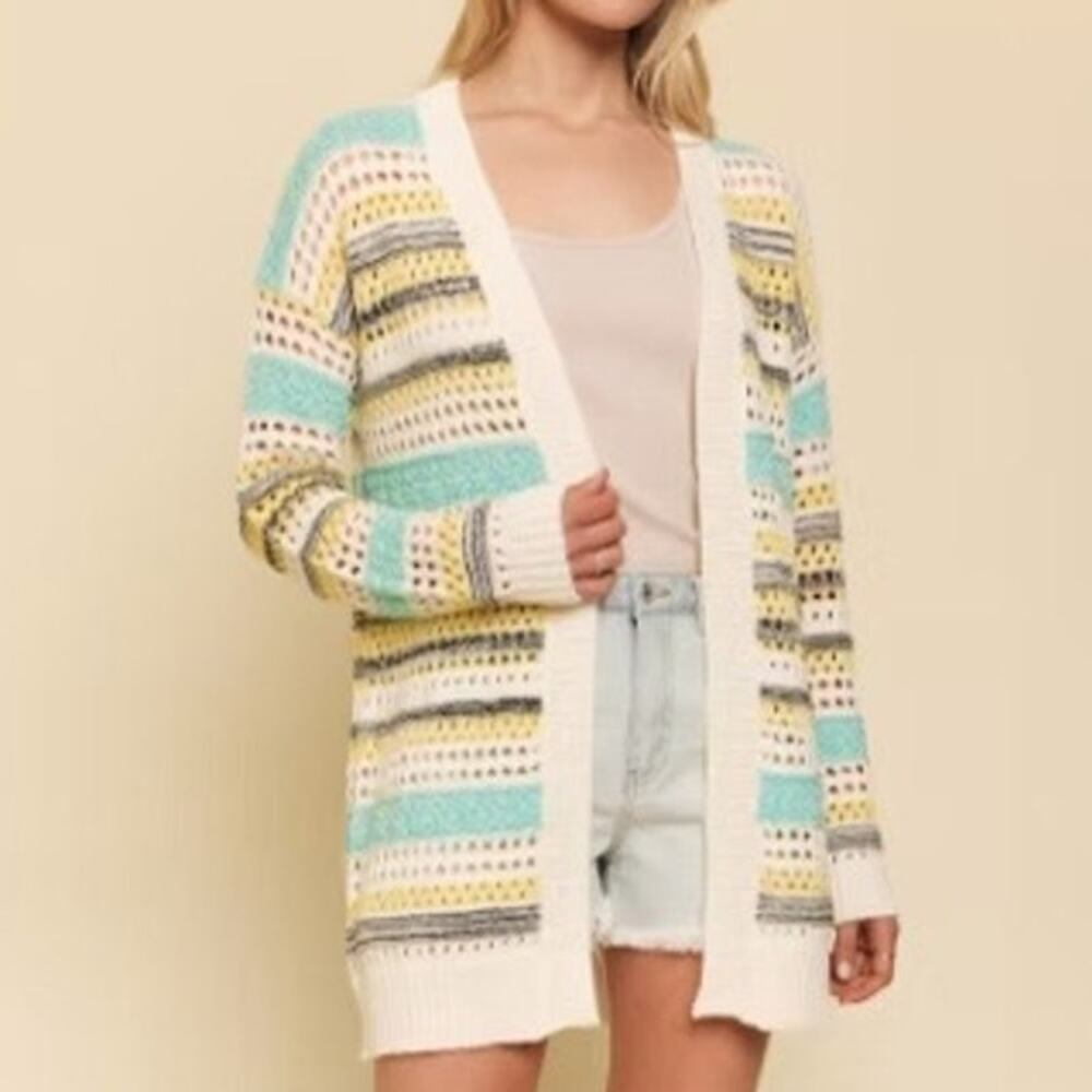 NWT Amelia's striped open-knit cardigan size small